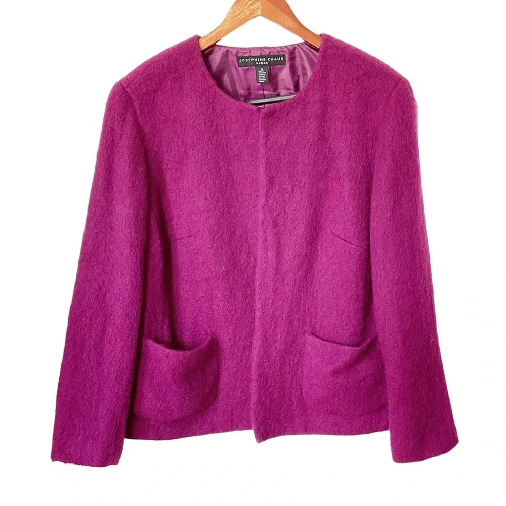 Josephine Chaus vintage mohair short jacket purple XL - Picture 2 of 7